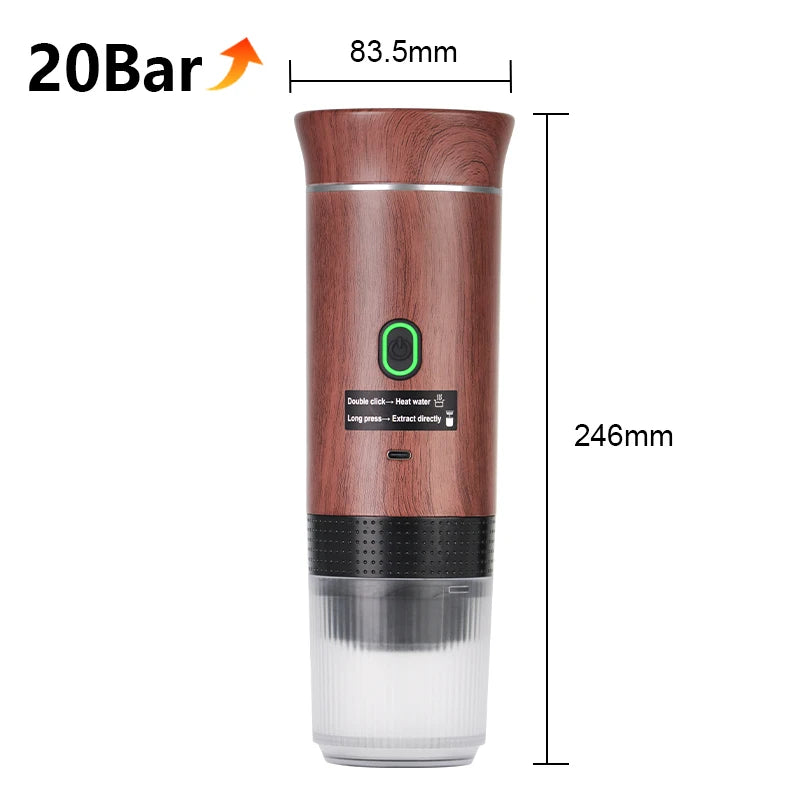 Wireless Electric Portable Espresso 3-in-1 Coffee Machine for Car & Home Camping Coffee Maker Capsule Powder Travel Coffee Maker