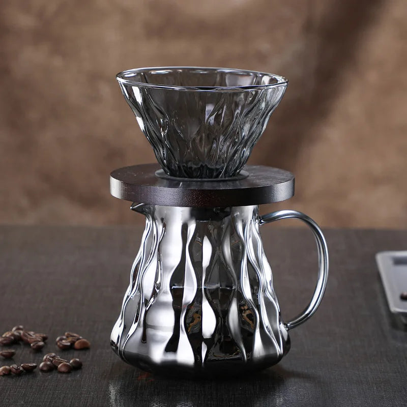 AILIHU Coffee Pot Glass Sharing Pot 60° Coffee Filter Cup Hand Brew Coffee Set Tools Support 500ML