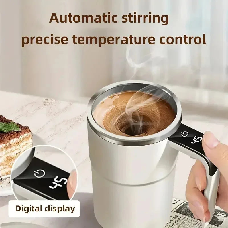 380ML Electric Coffee Self Mixing Mug IP67 Waterproof Coffee Stirring Mug USB Charging Digital Display Automatic Magnetic Cup