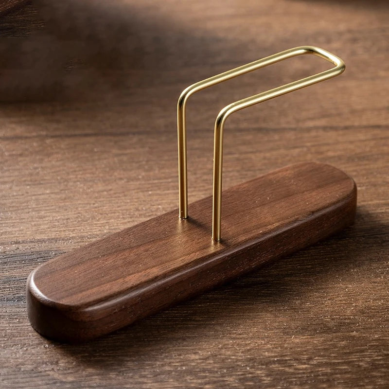 Coffee Filter Holder Stand Coffee Paper Storage Rack Coffee Filter Container For V60 Paper Walnut/Brass Coffeware Accessories
