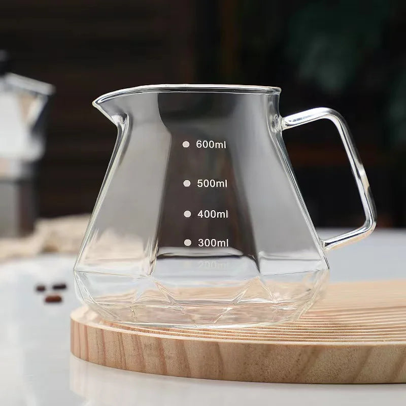 High-Quality Luxury Handmade Borosilicate Glass Coffee & Tea Pot Set – with Reusable Filter – Hand Drip & Percolator Function