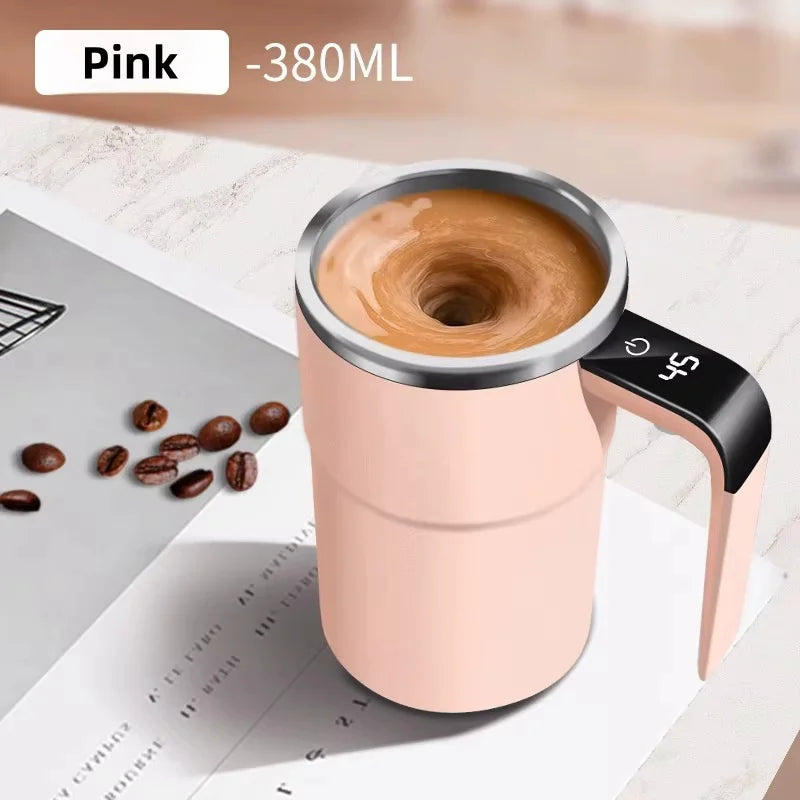 380ML Electric Coffee Self Mixing Mug IP67 Waterproof Coffee Stirring Mug USB Charging Digital Display Automatic Magnetic Cup
