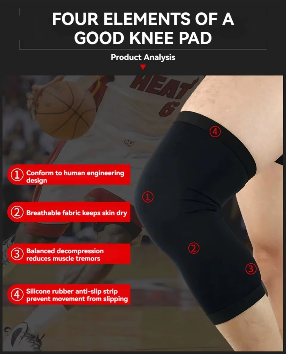 1Pcs Sports Knee Pads Silicone Anti-slip Knitted Compression Leg Guards Fitness Outdoor Running And Cycling Mountain Climbing