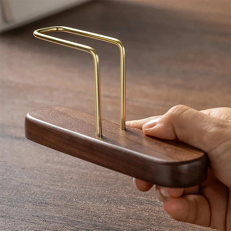 Coffee Filter Holder Stand Coffee Paper Storage Rack Coffee Filter Container For V60 Paper Walnut/Brass Coffeware Accessories